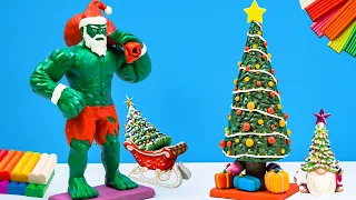 Hulk Santa Claus with clay 🧟 Merry christmas - Noel - Xmas 🧟 Polymer Clay Tutorial