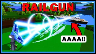 Destructive SATELLITE RAILGUN *Cuts Builds In Half* In Build A Boat For Treasure ROBLOX