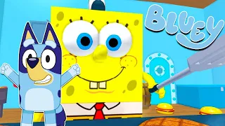 BLUEY ESCAPA de BOB ESPONJA y le ROBA la RECETA SECRETA | Las Aventuras de BLUEY en ROBLOX!