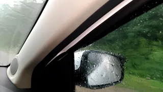 Тест водостоков (дефлекторы лобового стекла) в сильный дождь на трассе.