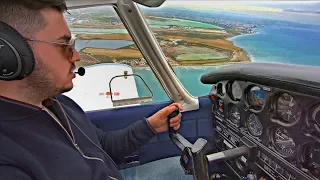 Piper PA-28 Cherokee | FLAPLESS Smooth Landing at LCA | Touch & Go | GoPro 7 Cockpit View &  ATC Com