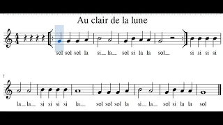 Au clair de la lune - Al chiar di luna - Flauto - Note - Spartito - Karaoke - Canto - Instrumental -