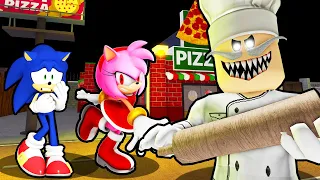 SONIC AND AMY.EXE VS ESCAPE PAPA PIZZA PIZZERIA IN ROBLOX