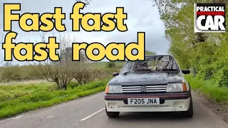 Peugeot 205 GTI with a throttlebodied Mi16 tears up the lanes.