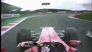 Fernando Alonso onboard overtake on Vittantonio Liuzzi Belgian GP 2010