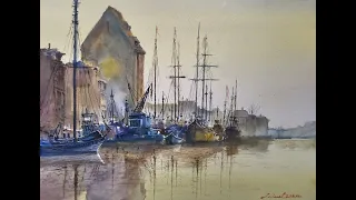 How to Paint Boats in Watercolor - Harbur Scene