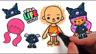 How to draw Kuromi Costume in Toca Life World - Step By Step - DIY Papercrafts -Toca Boca