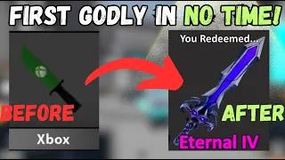 How to get your FIRST GODLY on MM2 (FAST AND EASY)!!!!!