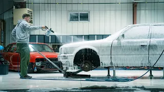 Salt And Dirt Covered BMW E34 Gets A Much Needed Wheels Off Cleaning