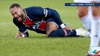 Neymar sale en camilla y llorando en el PSG-Lyon