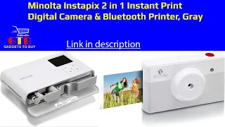 Minolta Instapix 2 in 1 Instant Print Digital Camera & Bluetooth Printer, Gray