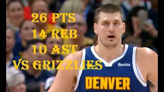 Nikola Jokic 26 Pts 14 Reb 10 Ast Memphis Grizzlies vs Denver Nuggets HIGHLIGHTS