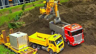 Smashing detailed Rc Model Trucks, Rc Machines, Rc Wheel Loader work hard!! Rc Construction Site