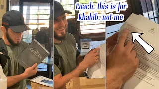 Islam Opens Khabib’s Fan Gifts at AKA Gym 😂