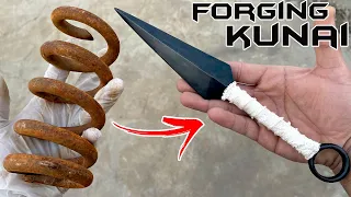 Rusty Coil Spring FORGED into a KUNAI