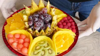 How to Make a Multicolor Fruit Center | Fruit Sliced with Art | J Pereira Art Carving