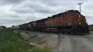 BNSF Chillicothe sub action in Kinsman, Verona, and Mazon, IL w NS C40-8W + more 07/22/18