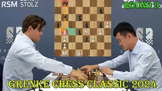 ROOK SACRIFICE!! Magnus Carlsen vs Ding Liren || GRENKE Chess Classic 2024 - R3