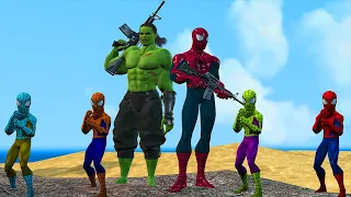 siêu nhân người nhện vs Hulk vs Spider Man vs Venom vs Thanos rescue 5 super spiders