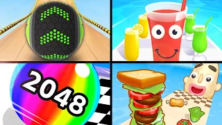 Going Balls VS Juice Run VS Ball Run 2048 VS Sandwich Runner Android,iOS - All Level Gameplay