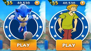 Sonic Dash vs Shaggy - SCOOBY-DOO - Movie Sonic vs All Bosses Zazz Eggman All Characters Unlocked