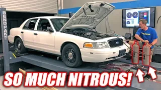GIANT NITROUS SHOT vs. Retired Cop Car! *Glorious Explosion*