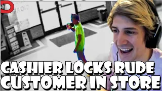 xQc Reacts To: "Cashier Locks Rude Customer in Store" By Daily Dose Of Internet