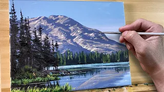 Painting Morning Mountain Lake / Acrylic Painting / Correa Art