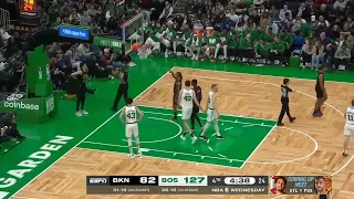 Celtics bench can't believe ball boy had to sprint off the court