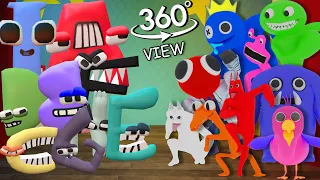 VR 360° New Rainbow Friends Vs Alphabet Lore ALL PHASES 🎶 Friday Night Funkin' 360° Animation