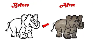 mewarnai gambar gajah  II satisfying coloring elephant