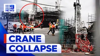 Crane collapses at new Sydney Fish Market | 9 News Australia