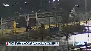 New surveillance video shows theft of Jackie Robinson statue