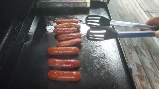 Smoked Grilled Hot Italian Sausage on a Blackstone Griddle