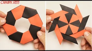 How to make a folding chakram - shuriken. Origami a chakram - shuriken out of paper