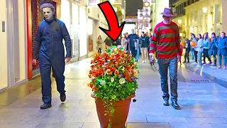 BUSHMAN PRANK: SCARING PEOPLE ON HALLOWEEN !!!