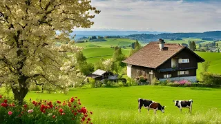 Heavenly Switzerland _ Peaceful Spring Walk In Swiss Village Frick , Jurapark 🌸