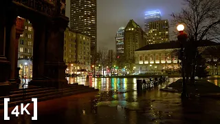 Boston in 3D Audio - Walking in Rain 4K