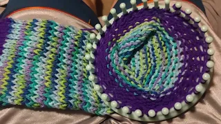 Knitting tutorial: How far I've come on this scarf.