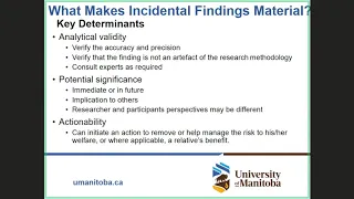 How to Address Material Incidental Findings Guidance in Applying TCPS 2 (2018) Article 3.4