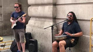 Men at Work, Down Under (cover by One Ground) - busking in the streets of London, UK