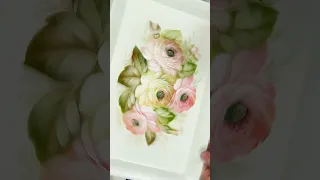 Рисую белые РОЗЫ маслом | Paint white ROSES with oil #shorts