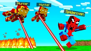 IRON MAN Vs SPIDERMAN In Minecraft! (Speedrunner VS Hunters)