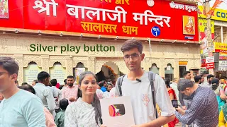 Unboxing my silver play button in Salasar Balaji Mandir, vlog#silverplaybutton #salasarbalaji#balaji