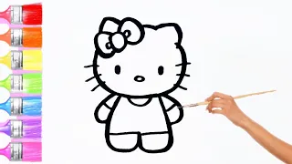 How to draw Hello Kitty, Painting and Colouring for Kids & Toddlers