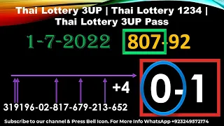 Thai Lottery 3UP | Thai Lottery 1234 | Thai Lottery 3UP Pass 1-7-2022