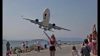 SKIATHOS LOW LANDINGS & JET BLAST!! the Second St Maarten