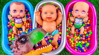 Oddly Satisfying Video | Full of 3 Rainbow BathTubs Candy M&M's with Magic Slime | Cutting ASMR