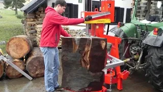 Biggest Wood Splitter Cutting Wood Machine Working, Fastest Firewood Processor Homemade Log Splitter