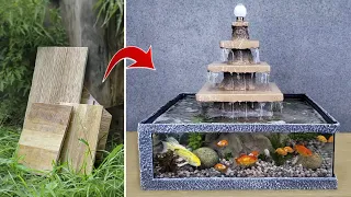 New Idea from Floor Tiles - Make a Beautiful 5-floor Waterfall Aquarium Very Easy / For Your Home